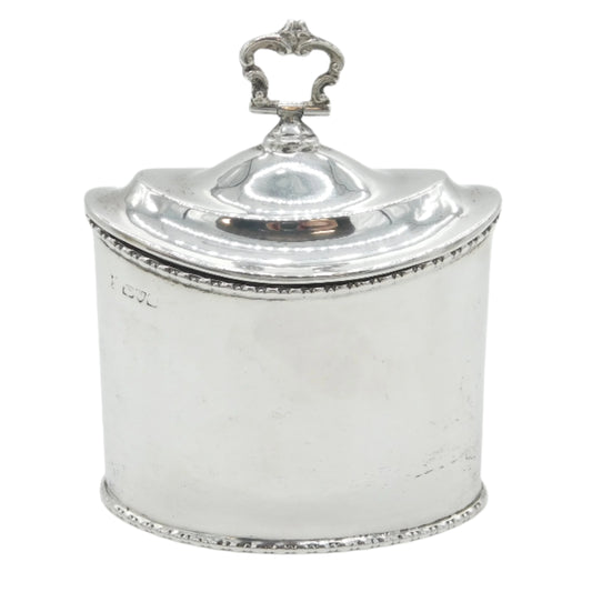 Edwardian Sterling Silver Oval Tea Caddy Antique c1910 Chester