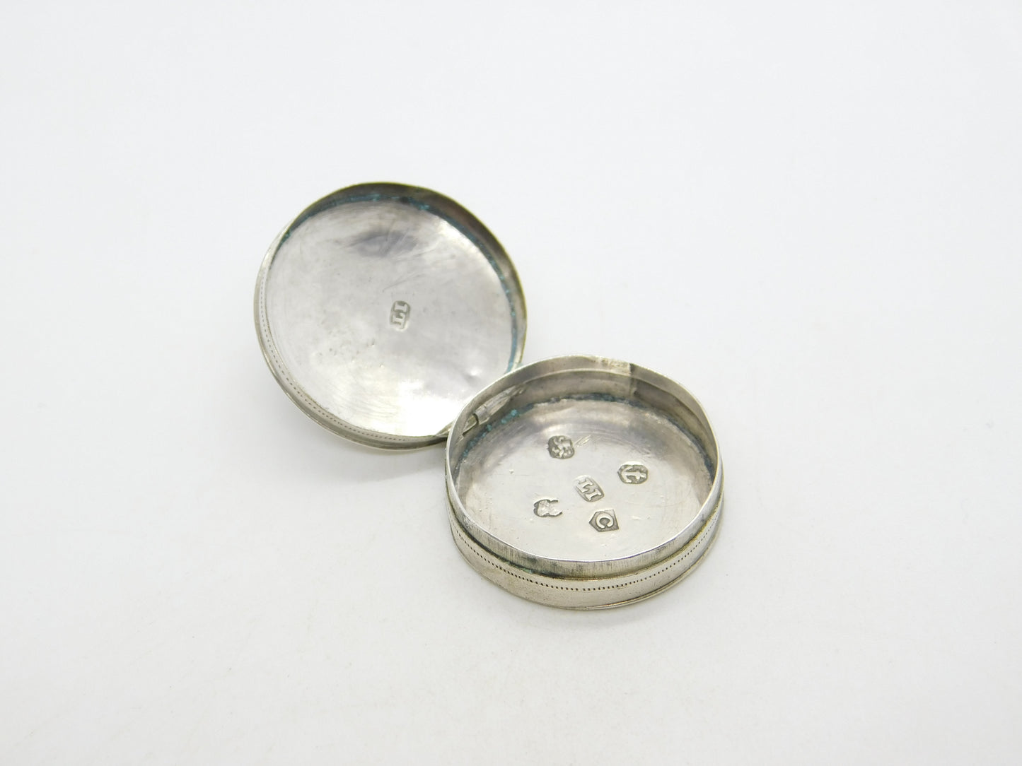 George III Sterling Silver Circular Patch Box Antique 1800 Birmingham