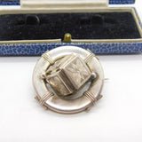 Victorian Sterling Silver Naval Life-Ring Sweetheart Brooch with Cube Antique c1880