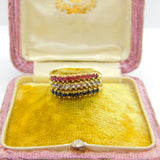 14ct Yellow Gold, Sapphire, Ruby & Diamond Paste Vintage c1970 Size P UK