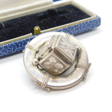 Victorian Sterling Silver Naval Life-Ring Sweetheart Brooch with Cube Antique c1880