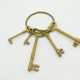 Victorian Set of Large Cast Brass Jailers Keys on Ring Antique c1880