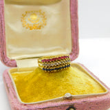 14ct Yellow Gold, Sapphire, Ruby & Diamond Paste Vintage c1970 Size P UK