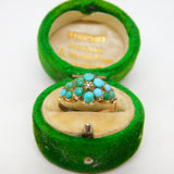 Victorian 15ct Gold, Turquoise & Old Cut Diamond Floral Ring Antique c1860