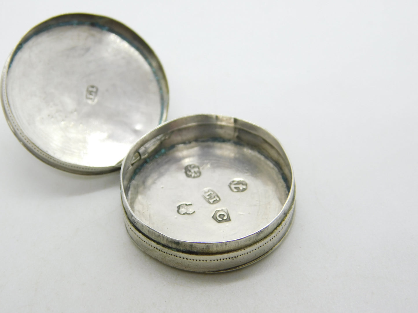 George III Sterling Silver Circular Patch Box Antique 1800 Birmingham
