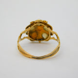 Victorian 15ct Yellow Gold, Opal & Emerald Floral Cluster Ring Antique c1860s