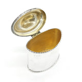 Edwardian Sterling Silver Oval Tea Caddy Antique c1910 Chester