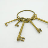 Victorian Set of Large Cast Brass Jailers Keys on Ring Antique c1880