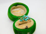 Victorian 15ct Gold, Turquoise & Old Cut Diamond Floral Ring Antique c1860