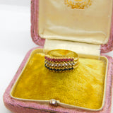 14ct Yellow Gold, Sapphire, Ruby & Diamond Paste Vintage c1970 Size P UK