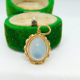 9ct Yellow Gold Cabochon Moonstone Floral Drop Pendant Vintage 1975 London