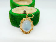 9ct Yellow Gold Cabochon Moonstone Floral Drop Pendant Vintage 1975 London