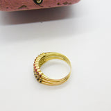 14ct Yellow Gold, Sapphire, Ruby & Diamond Paste Vintage c1970 Size P UK