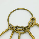 Victorian Set of Large Cast Brass Jailers Keys on Ring Antique c1880