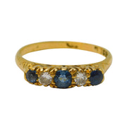 Art Deco 18ct Gold, Sapphire & Diamond Dress Ring Antique 1918 London