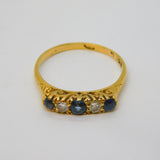 Art Deco 18ct Gold, Sapphire & Diamond Dress Ring Antique 1918 London