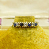 9ct Yellow Gold, Sapphire Diamond Paste Half-Eternity Ring Vintage 1993 London