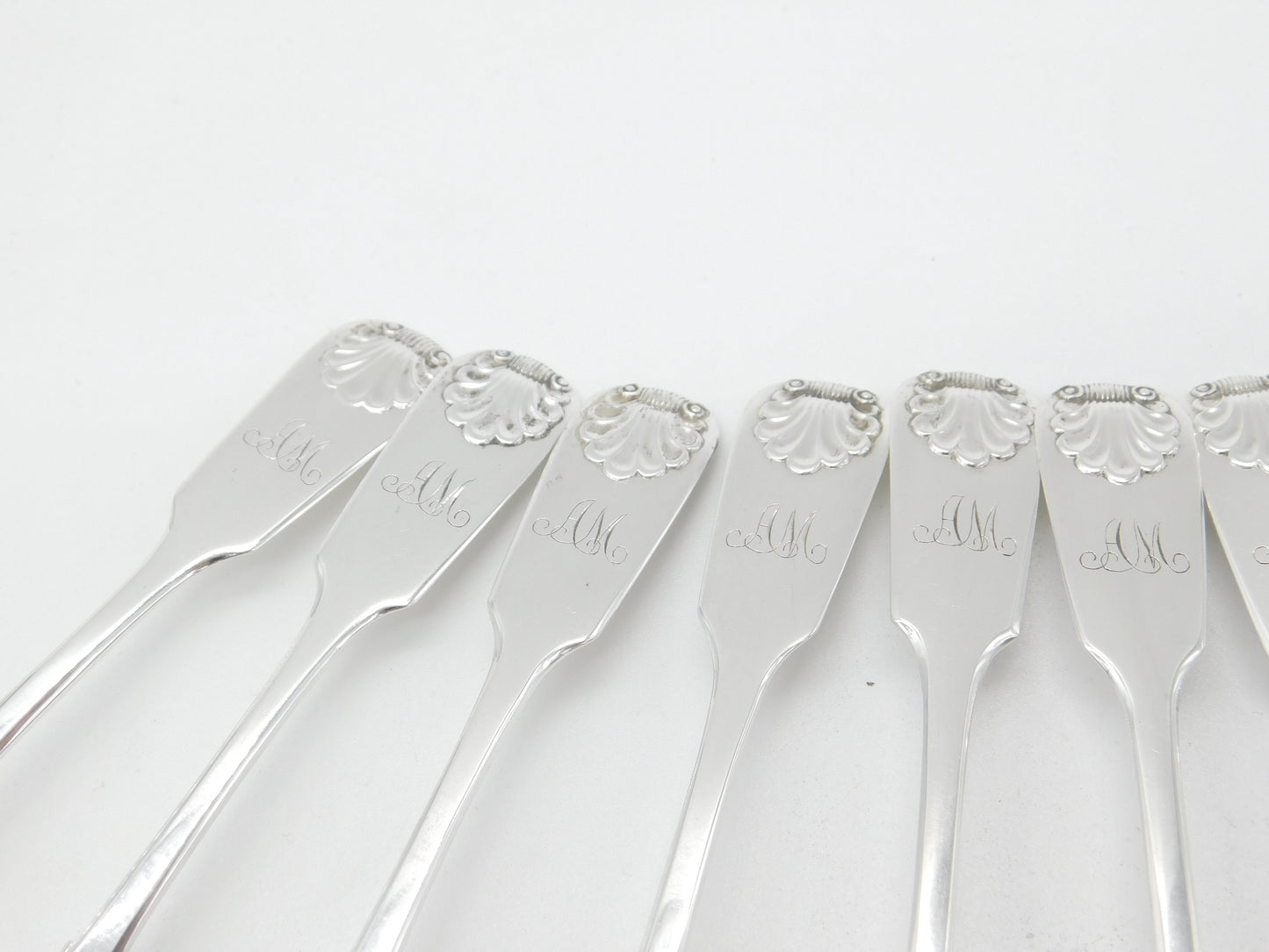 Victorian Scottish Set of 12 Sterling Silver Queens Pattern Teaspoons 1845 Edinburgh