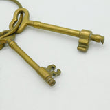 Victorian Set of Large Cast Brass Jailers Keys on Ring Antique c1880