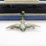 WWII-era Sterling Silver & Enamel RAF Wings Sweetheart Brooch Antique c1945