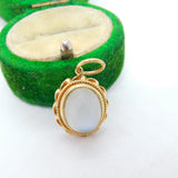 9ct Yellow Gold Cabochon Moonstone Floral Drop Pendant Vintage 1975 London