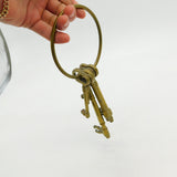 Victorian Set of Large Cast Brass Jailers Keys on Ring Antique c1880