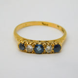 Art Deco 18ct Gold, Sapphire & Diamond Dress Ring Antique 1918 London