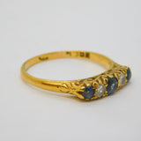 Art Deco 18ct Gold, Sapphire & Diamond Dress Ring Antique 1918 London