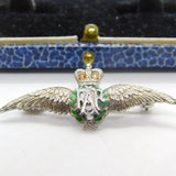 WWII-era Sterling Silver & Enamel RAF Wings Sweetheart Brooch Antique c1945