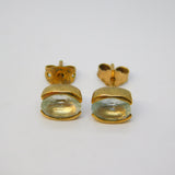 9ct Yellow Gold Faceted Pale-Blue Topaz Stud Earrings Vintage 2010 Birmingham