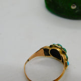 Victorian 15ct Gold, Turquoise & Old Cut Diamond Floral Ring Antique c1860