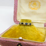 9ct Yellow Gold, Sapphire Diamond Paste Half-Eternity Ring Vintage 1993 London