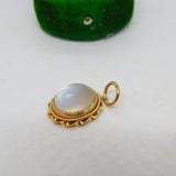 9ct Yellow Gold Cabochon Moonstone Floral Drop Pendant Vintage 1975 London