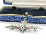 WWII-era Sterling Silver & Enamel RAF Wings Sweetheart Brooch Antique c1945