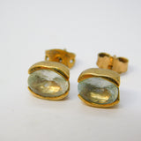 9ct Yellow Gold Faceted Pale-Blue Topaz Stud Earrings Vintage 2010 Birmingham