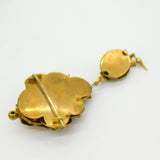 Victorian Boxed Etruscan Style Pinchbeck Earrings & Brooch Set Antique c1850