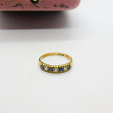 9ct Yellow Gold, Sapphire Diamond Paste Half-Eternity Ring Vintage 1993 London