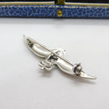 WWII-era Sterling Silver & Enamel RAF Wings Sweetheart Brooch Antique c1945
