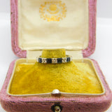 9ct White Gold, Diamond & Sapphire Half Eternity Ring Vintage c1990 Sheffield