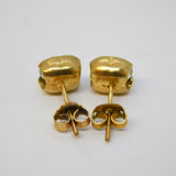 9ct Yellow Gold Faceted Pale-Blue Topaz Stud Earrings Vintage 2010 Birmingham