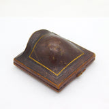 Victorian Boxed 10ct Gold, Blue Enamel, Pearl Tassel Brooch Antique c1840