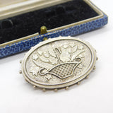 Victorian Sterling Silver Flower Basket Sweetheart Brooch Antique c1880