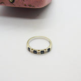 9ct White Gold, Diamond & Sapphire Half Eternity Ring Vintage c1990 Sheffield