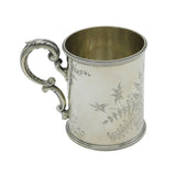 Victorian Sterling Silver Floral Decorated Christening Mug Antique 1874 London