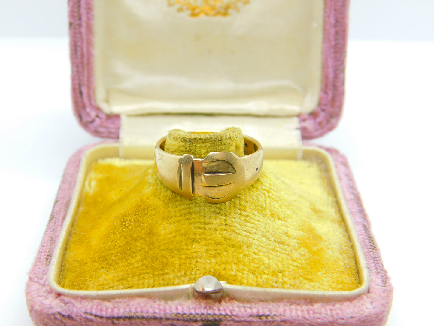 Victorian Style 9ct Yellow Gold Buckle Ring Vintage c1970 London