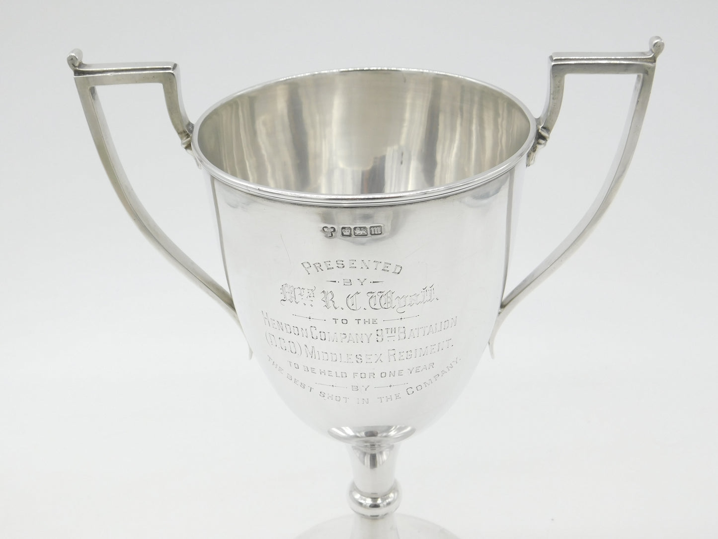 Edwardian Sterling Silver Middlesex Regiment Shooting Trophy Cup 1904 Sheffield