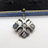 Scottish Victorian Sterling Silver & Montrose Agate Celtic Cross Brooch Antique c1860