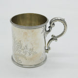 Victorian Sterling Silver Floral Decorated Christening Mug Antique 1874 London