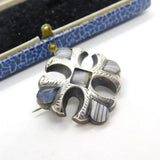 Scottish Victorian Sterling Silver & Montrose Agate Celtic Cross Brooch Antique c1860