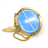 Victorian Boxed 10ct Gold, Blue Enamel, Pearl Tassel Brooch Antique c1840